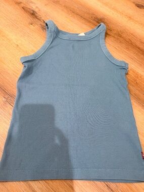 Levi's Dusty Slate Blue High Neck Ribbed Tank Top-Size Small